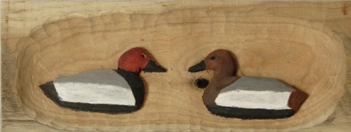 Tw Ducks Carving - Full Front View